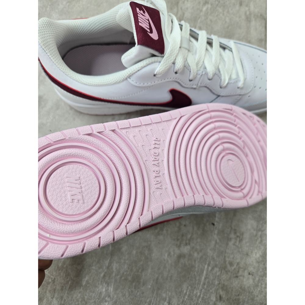 Nike Court Borough 8.5 White Burgundy Pink Leather Sneakers Retro Y2K Streetwear - Picture 11 of 11